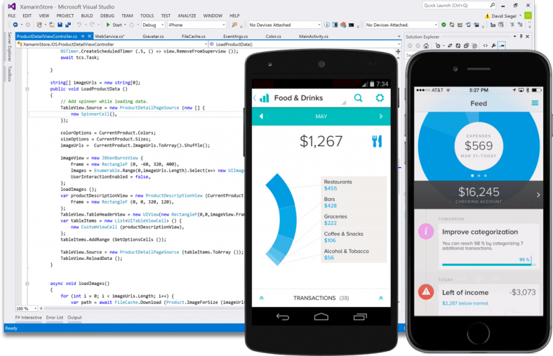 Create native iOS, Android, Windows, and Mac apps in C#.